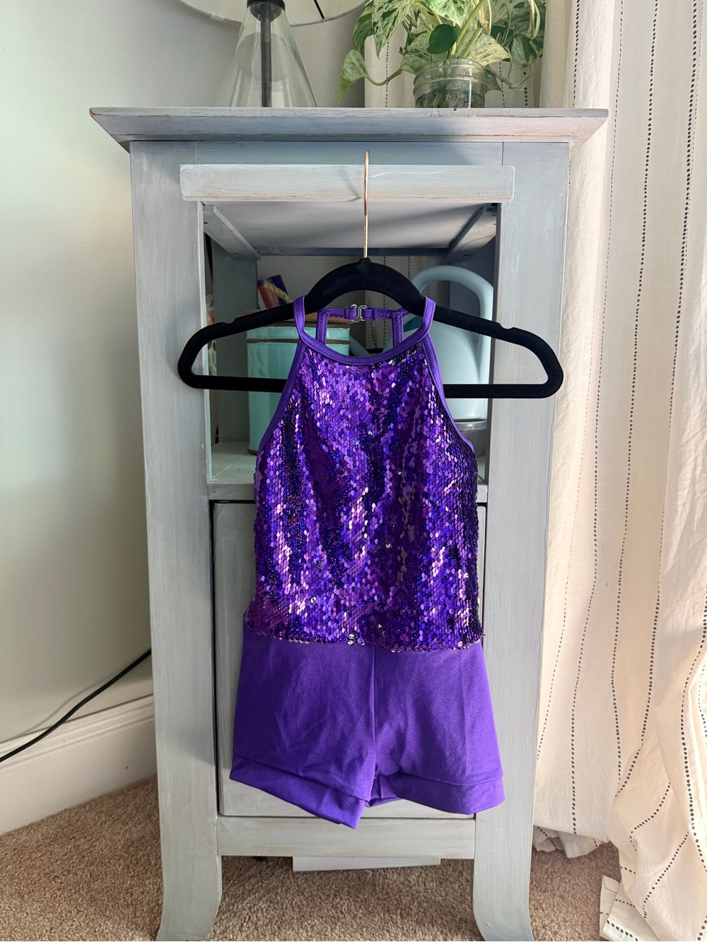 Weissman - Purple Sequin Halter Romper